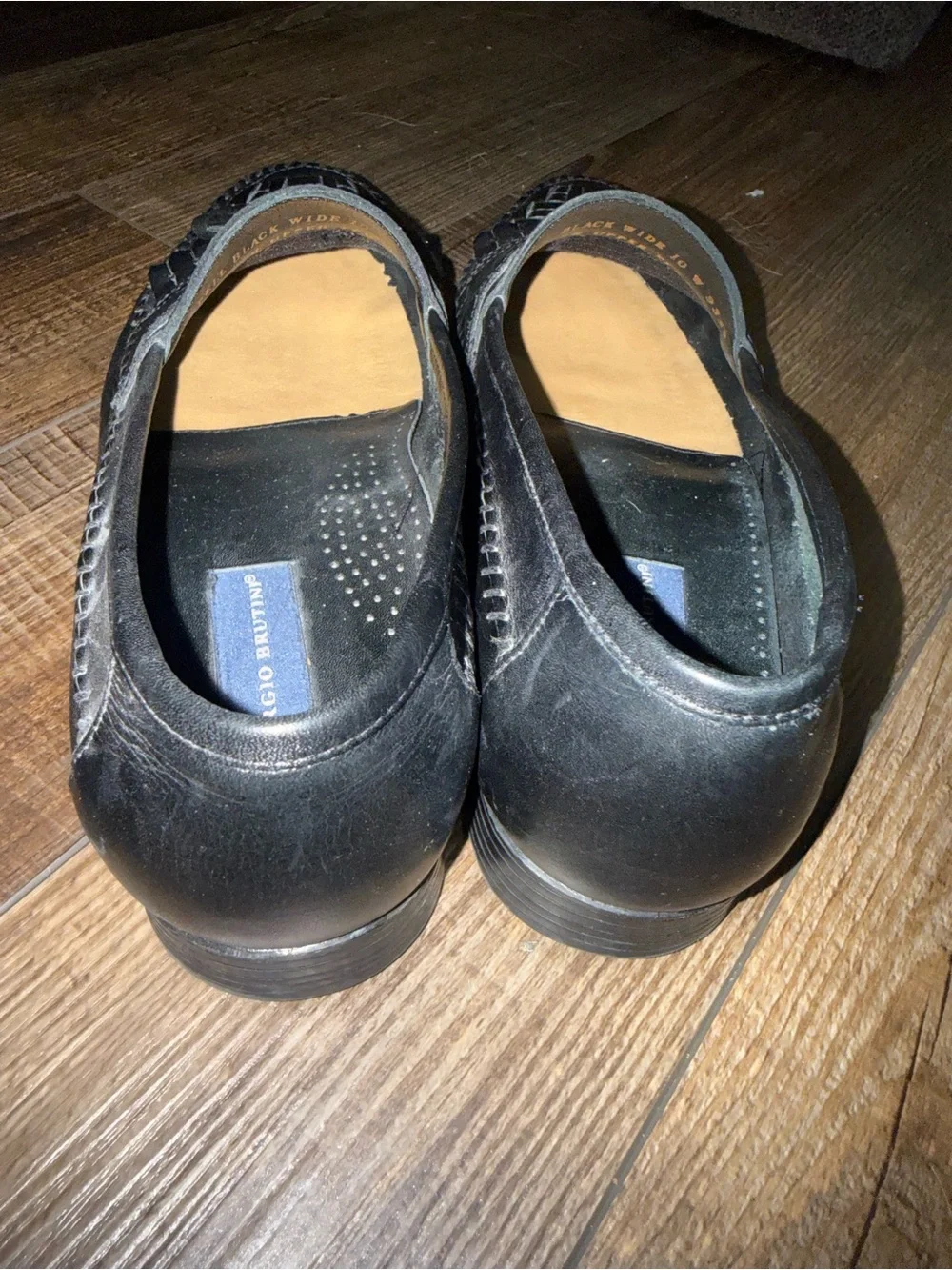 Giorgio Brutini Black Leather Tassel Woven Slip-On Loafers